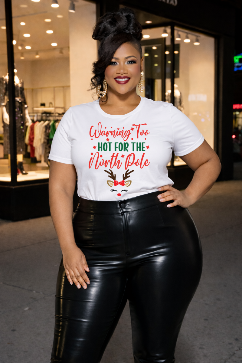 Too Hot for the North Pole Women's V-Neck Tee | Reindeer Christmas Shirt