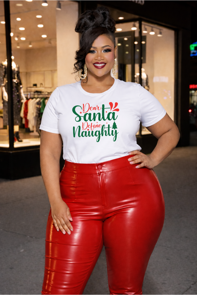 Dear Santa Define Naughty T-Shirt | Christmas Holiday Typography Tee