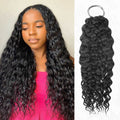 Lite Edition|QVR Water Wave Miracle Knots Natural Black Feather Crochet Human Hair|Lightweight Crochet Weave Hair Extension