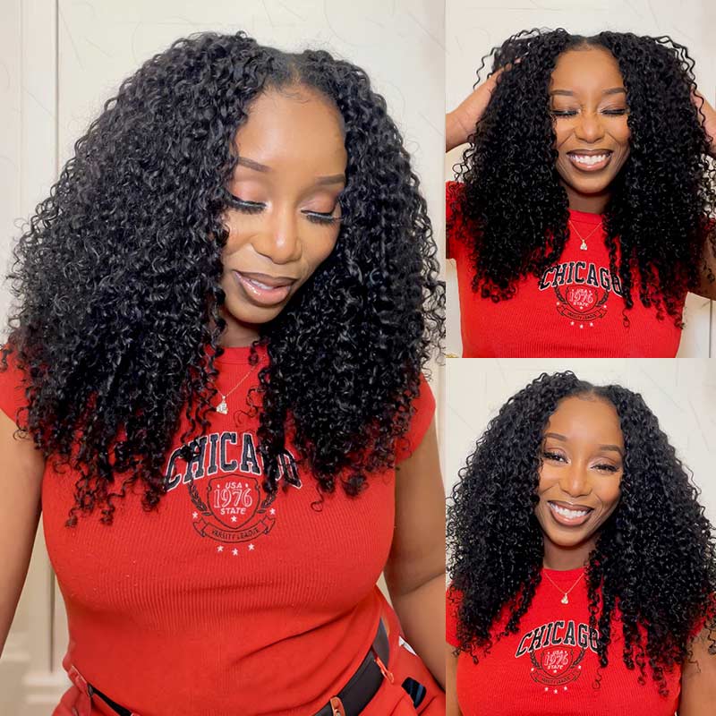 Lite Edition|QVR Burmese Curly Miracle Knots Natural Black Feather Crochet Human Hair|Lightweight Crochet Weave Hair Extension