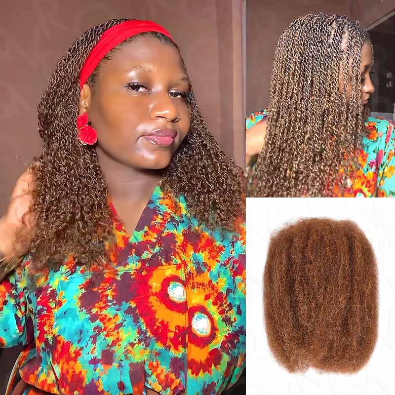 Buy One Get One|QVR Mixed Color #4/30 Afro Kinky Bulk Human Hair