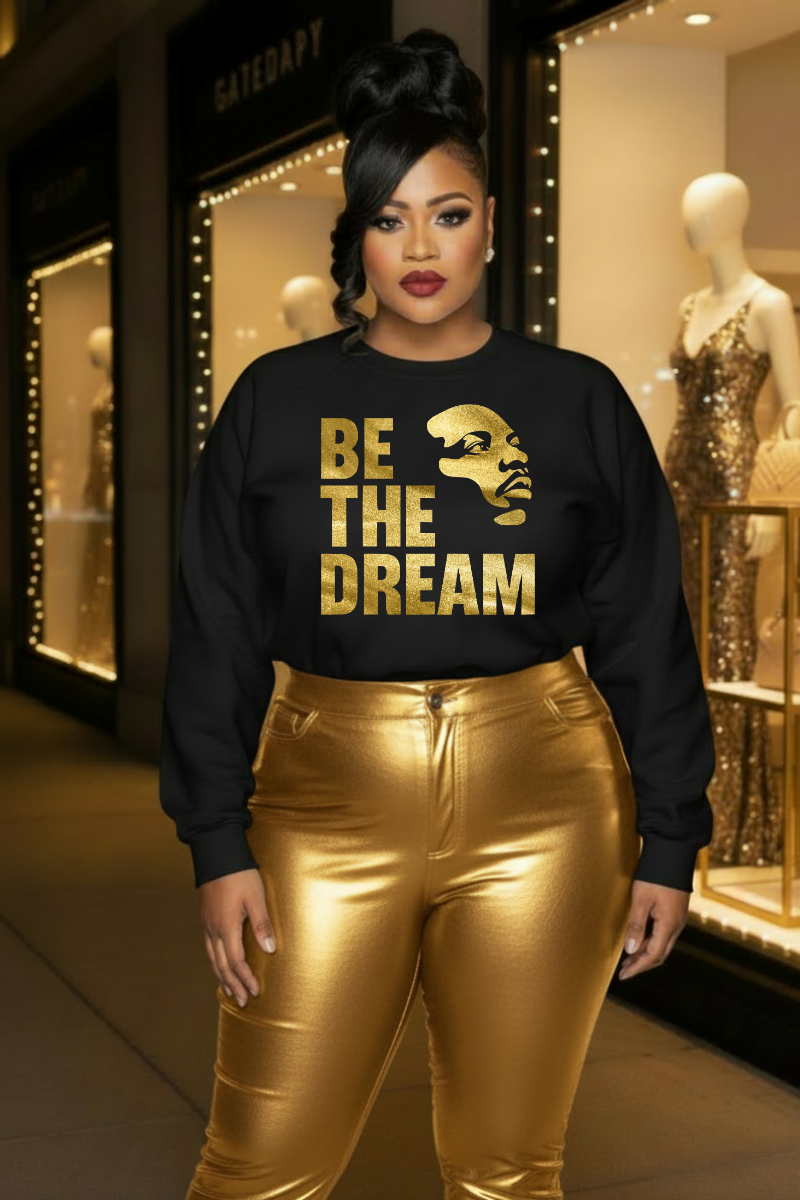 Be The Dream Crewneck Sweatshirt | Gold Silhouette Statement Design