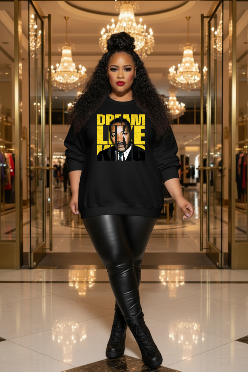 Dream Like King Crewneck Sweatshirt | Bold Portrait Typography Design