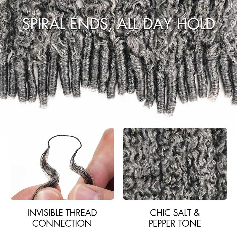P3G5|Salt Pepper Burmese Curly Feather Crochet Weave Hair Extensions