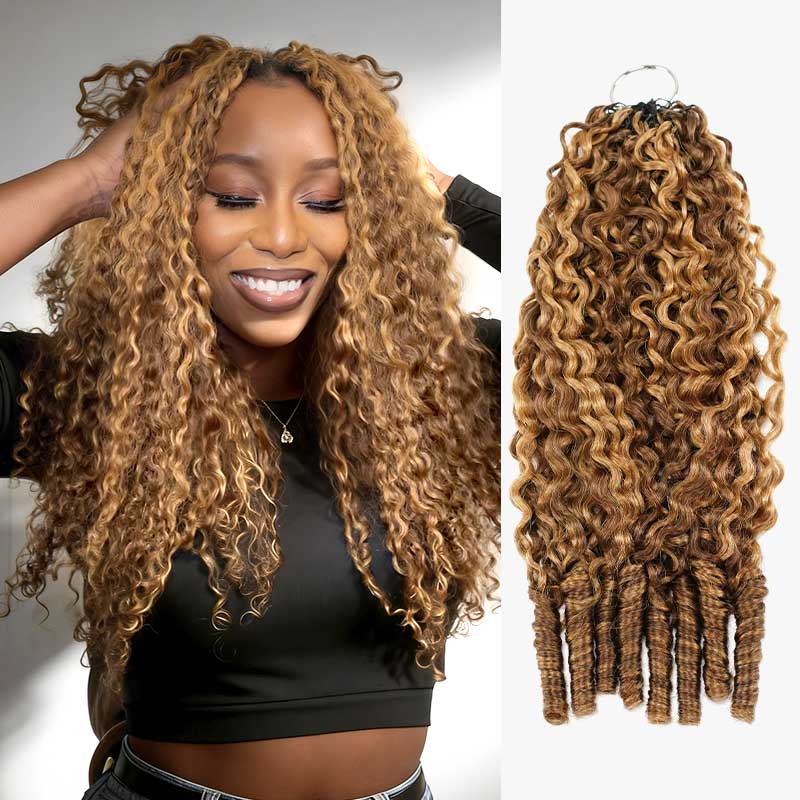Buy One Get One|QVR Burmese Curly Feather Crochet Hair Highlight #P4/27