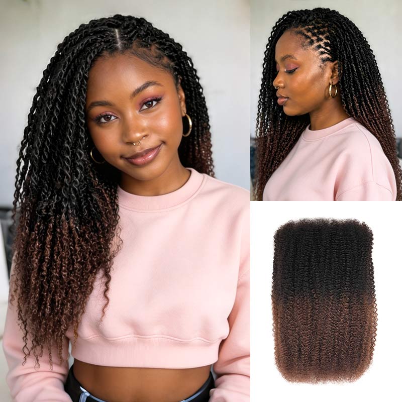 P3G5|Ombre Brown #T1B/4 Afro kinky Bulk Human Hair