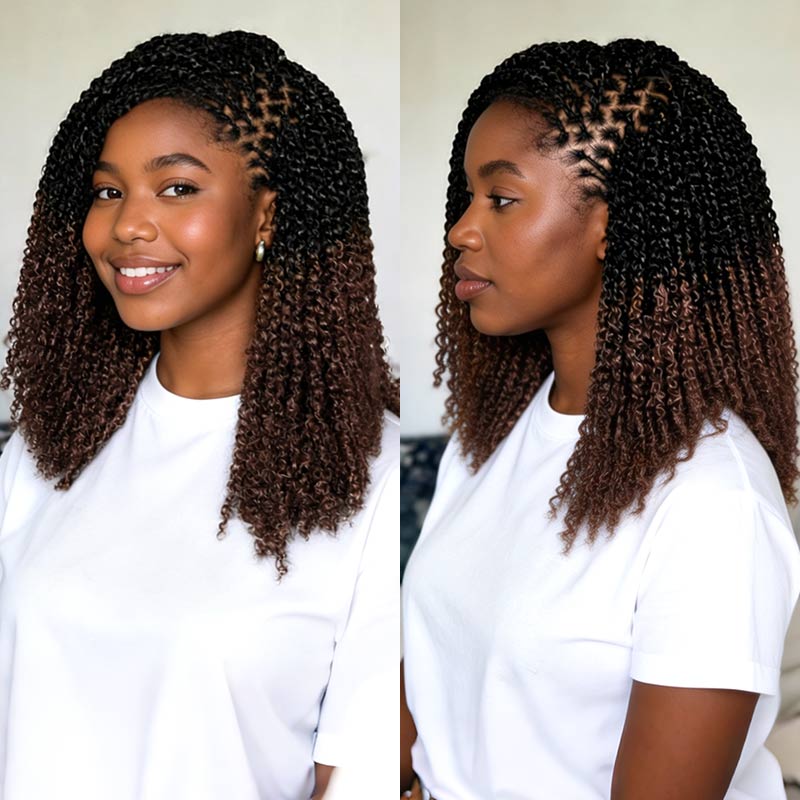 P3G5|Ombre Brown #T1B/4 Afro kinky Bulk Human Hair