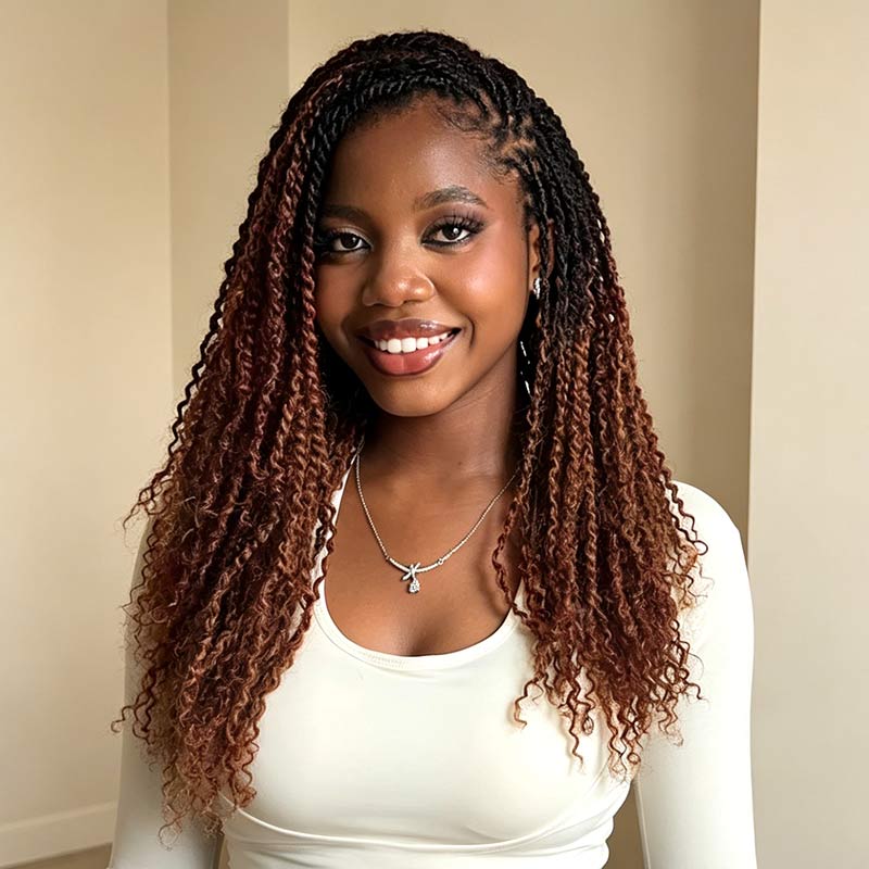 QVR Ombre Afro Kinky Bulk Braids Hair Extensions for Passion Twists & Locs