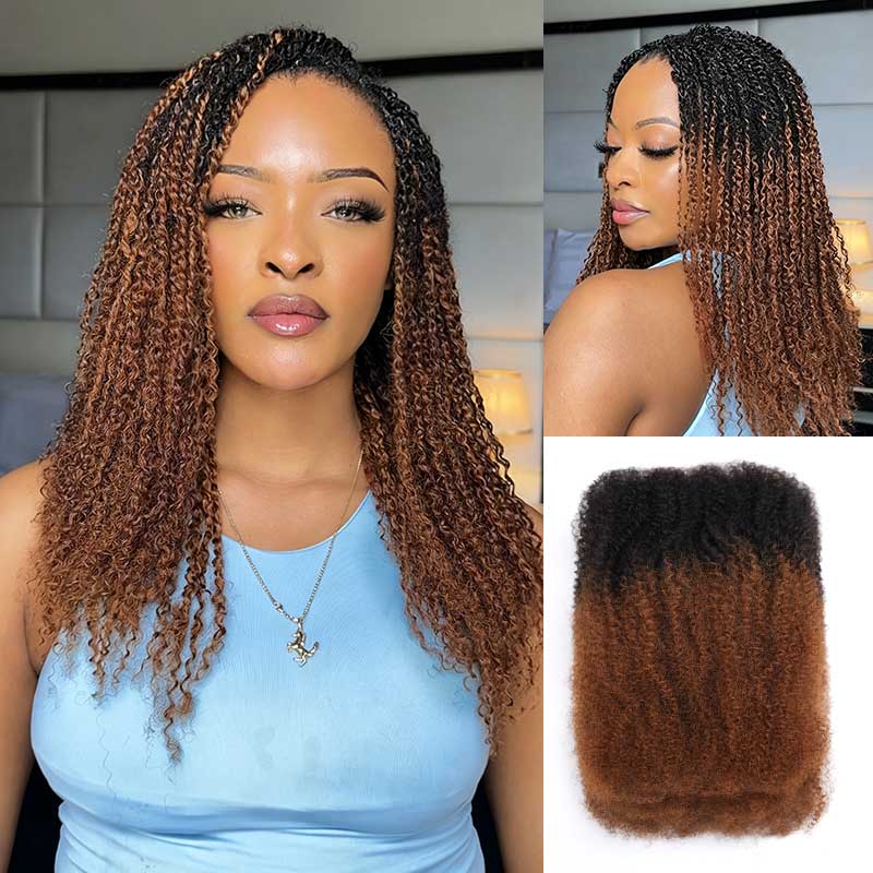 QVR Ombre Afro Kinky Bulk Braids Hair Extensions for Passion Twists & Locs
