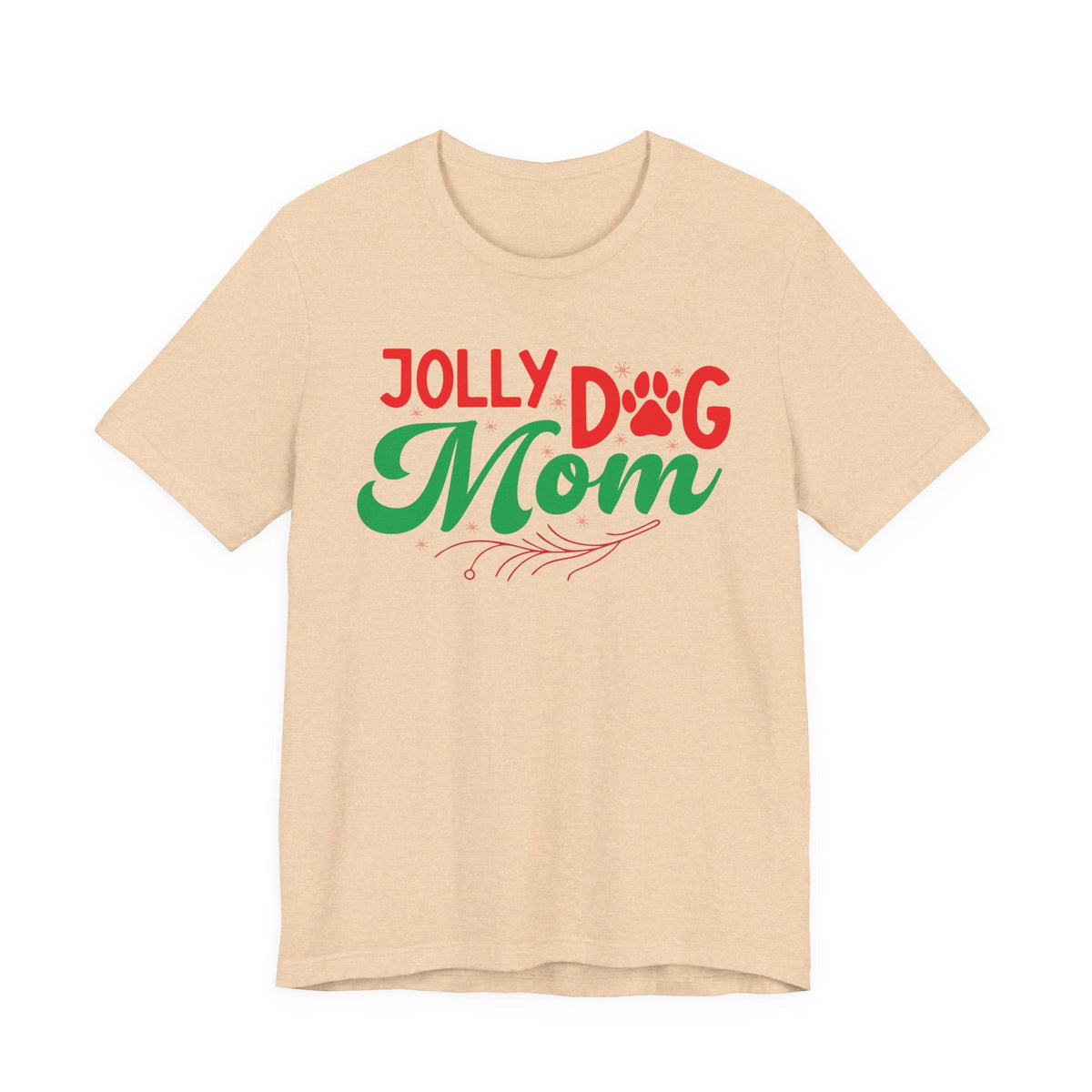 Jolly Dog Mom T-Shirt | Christmas Paw Print Holiday Mom Tee