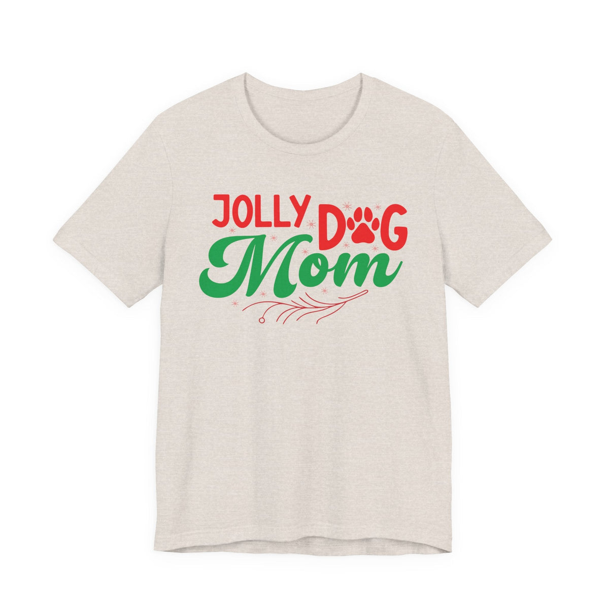 Jolly Dog Mom T-Shirt | Christmas Paw Print Holiday Mom Tee