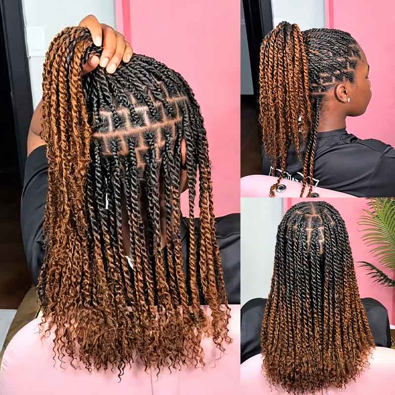 QVR Ombre Afro Kinky Bulk Braids Hair Extensions for Passion Twists & Locs