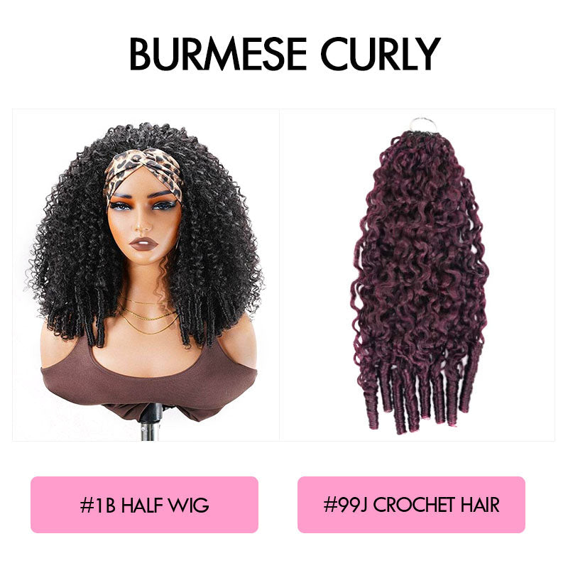 FIXED PRICE|QVR #99J Highlight Miracle Knots X Half Wig Hack Seamless Miracle Braids Human Hair Crochet Weave Hair Extension