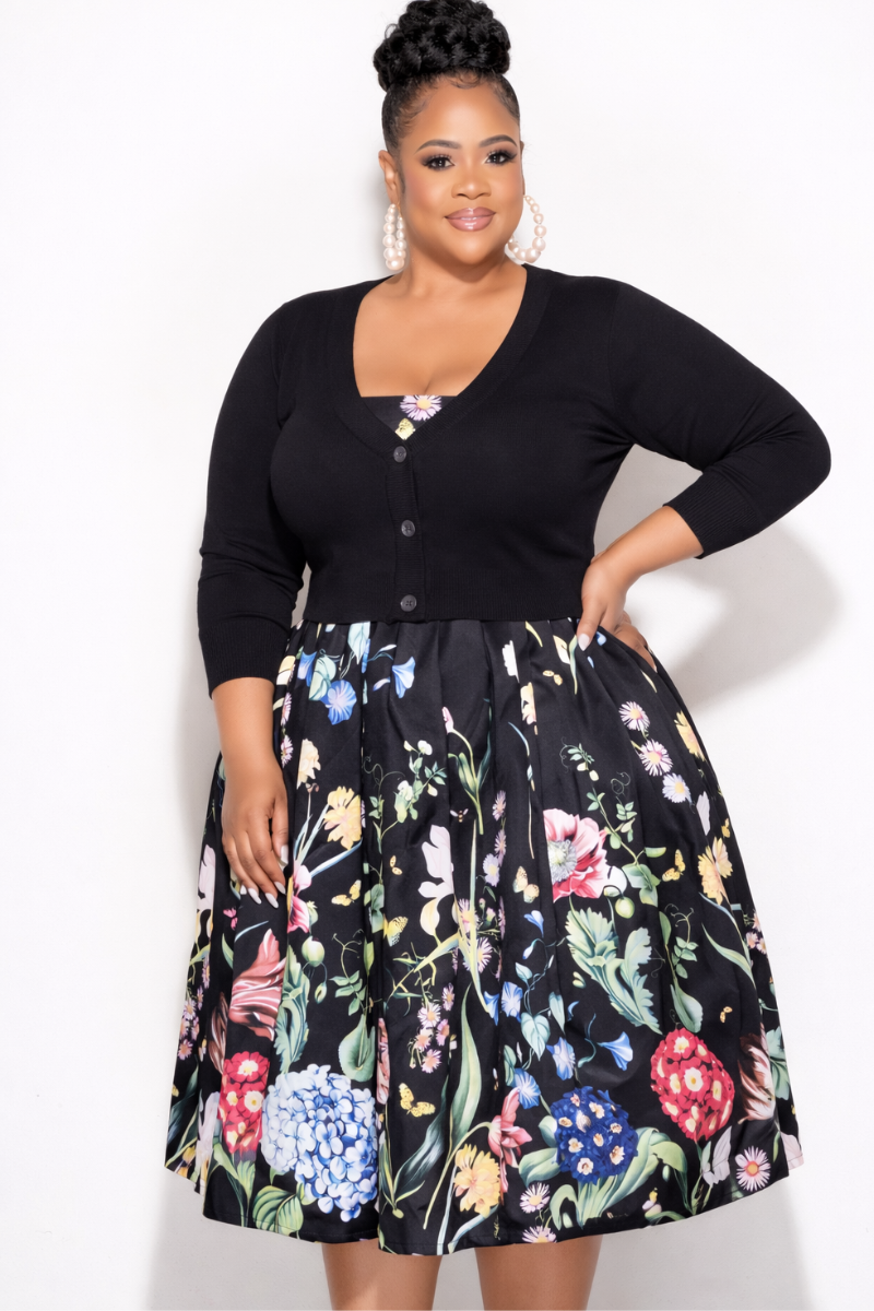 Final Sale Plus Size Crop Cardigan Sweater in Black