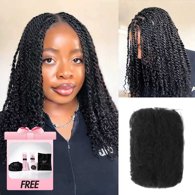 Buy One Get One|QVR Natural Black Afro Kinky Bulk Human Hair