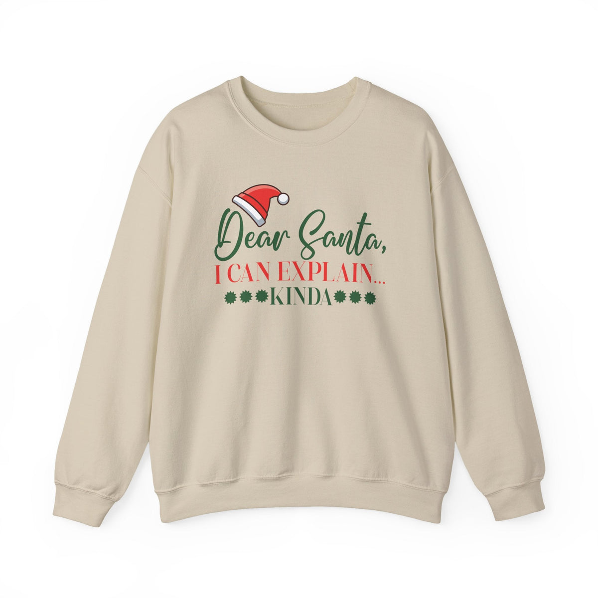 Dear Santa I Can Explain Kinda Sweatshirt | Christmas Santa Hat Holiday Tee