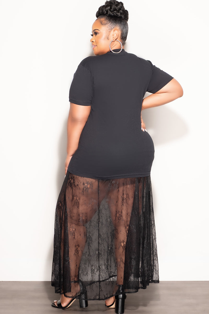 Final Sale Plus Size Lace Skirt in Black (Skirt Only)