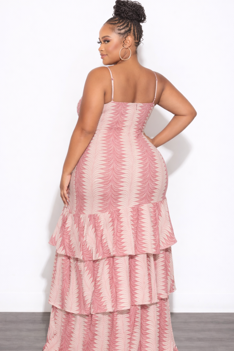 Final Sale Plus Size Mermaid Linen Maxi Dress in Coral & Ivory