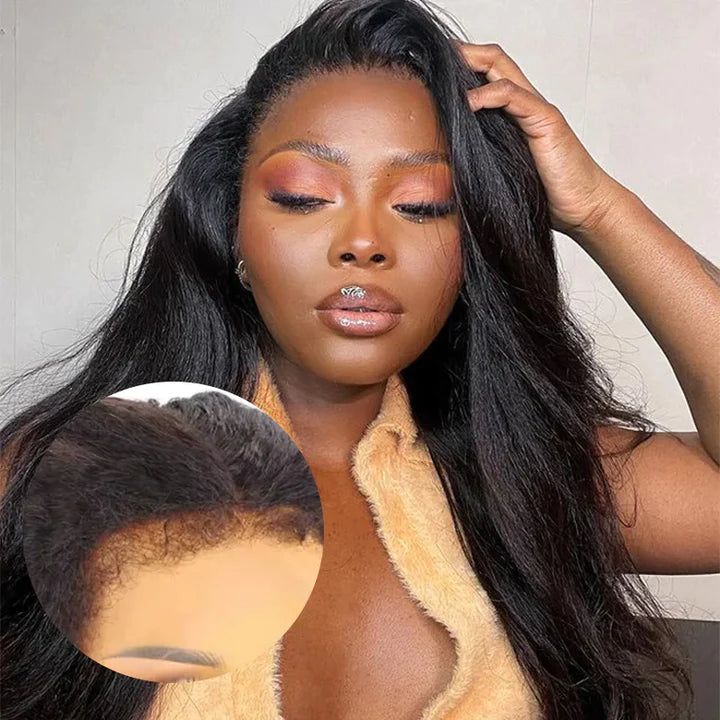 QVR Realistic Curly Edges Glueless High Transparency Lace Front Human Hair Wig