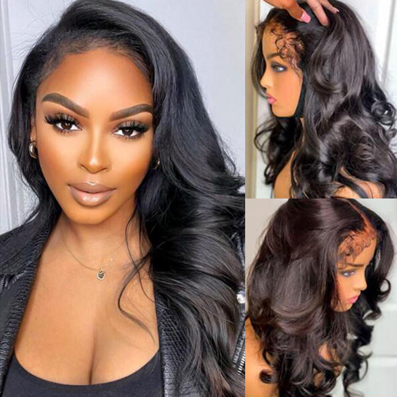QVR Realistic Curly Edges Glueless High Transparency Lace Front Human Hair Wig