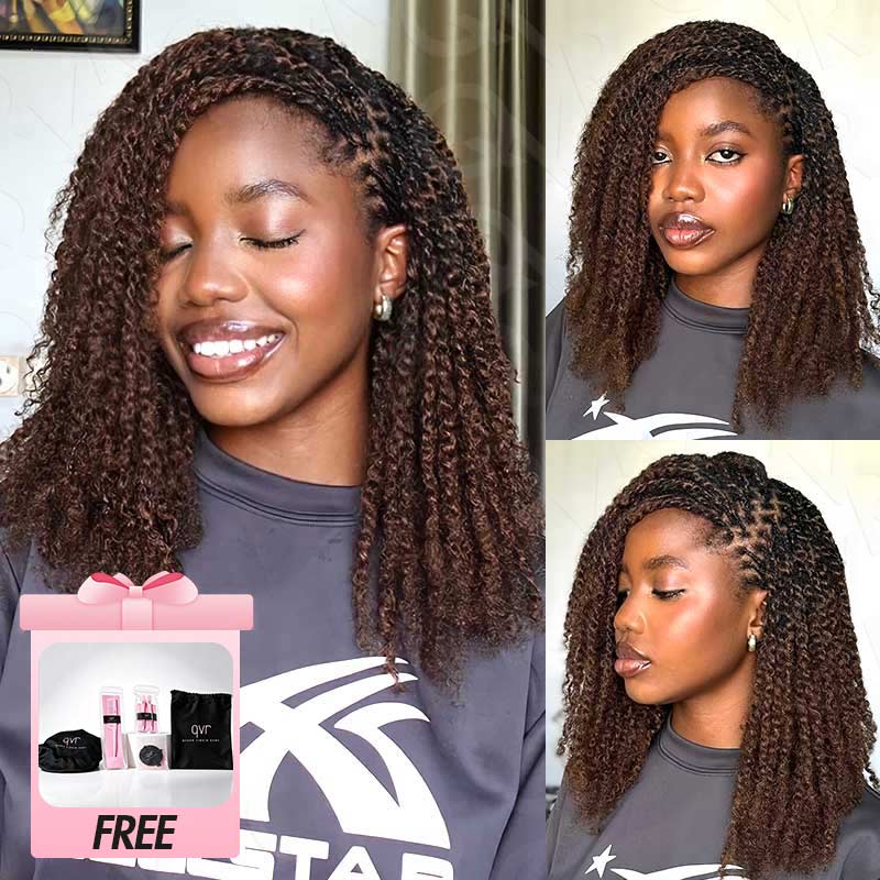 Buy One Get One|QVR Mixed Color #4/30 Afro Kinky Bulk Human Hair