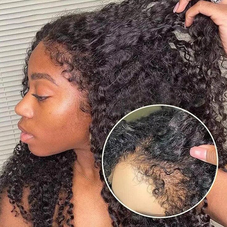QVR Realistic Curly Edges Glueless High Transparency Lace Front Human Hair Wig