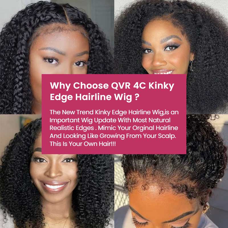 QVR Realistic Curly Edges Glueless High Transparency Lace Front Human Hair Wig