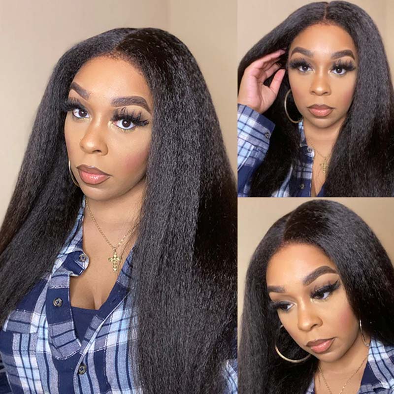 QVR Realistic Curly Edges Glueless High Transparency Lace Front Human Hair Wig