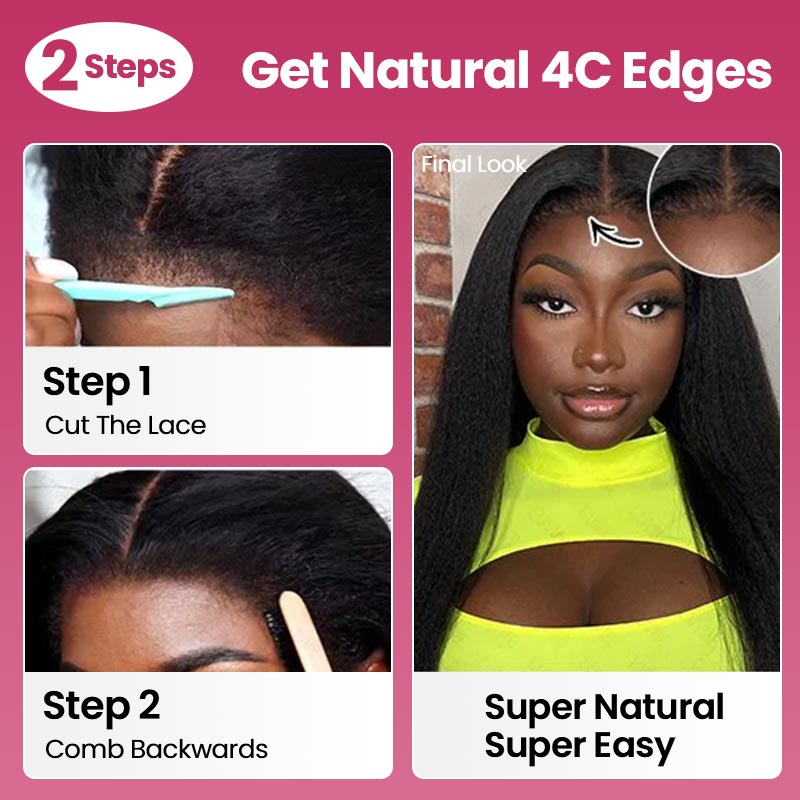 QVR Realistic Curly Edges Glueless High Transparency Lace Front Human Hair Wig