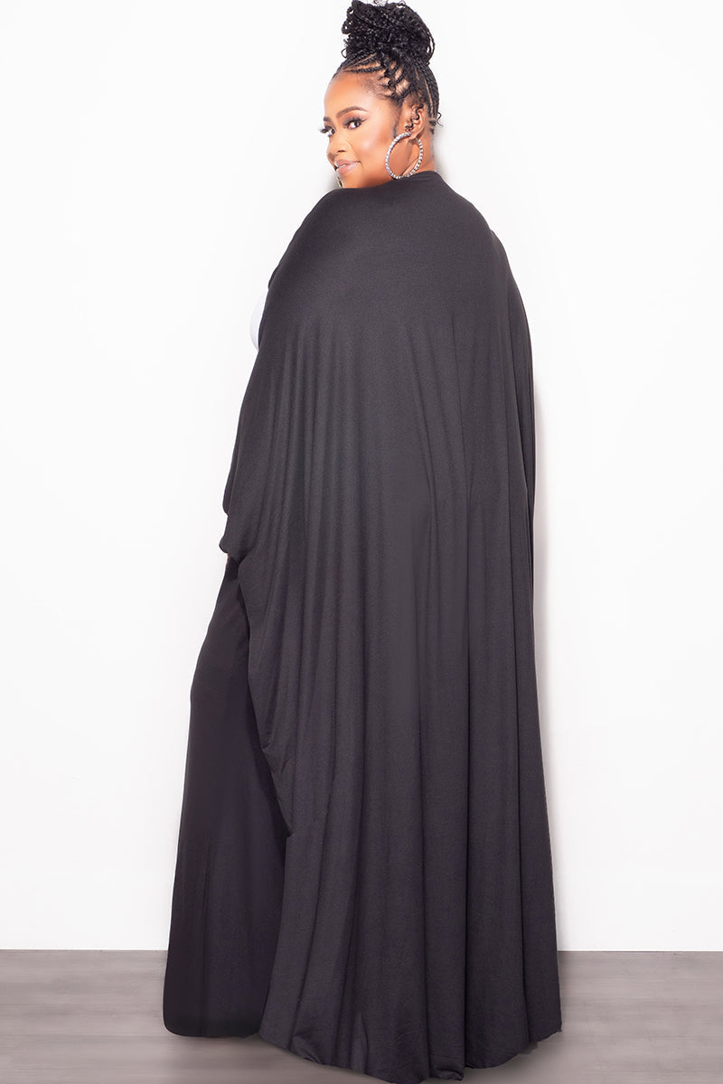 Final Sale Plus Size 2pc Kaftan and Pants Set in Black
