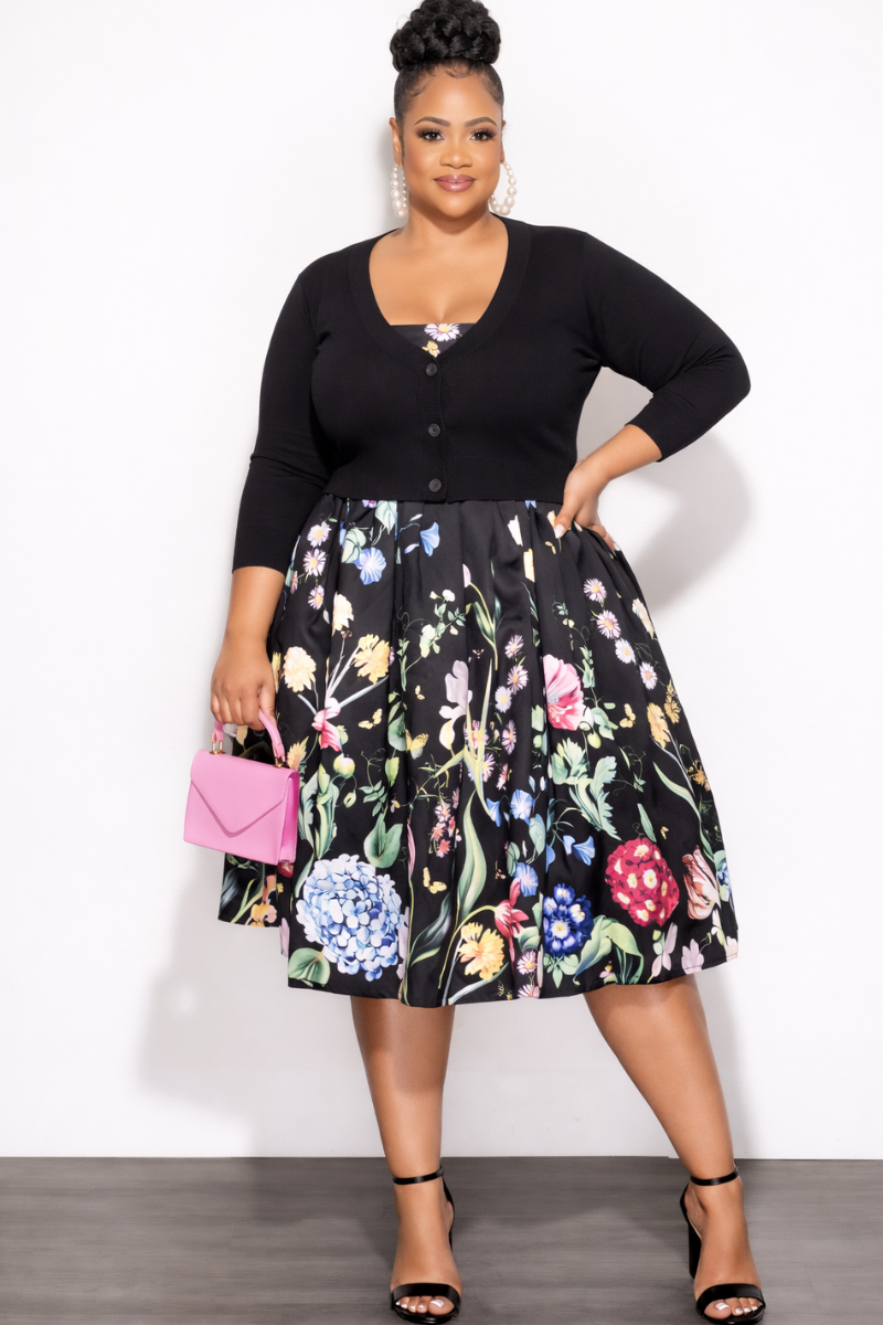 Final Sale Plus Size Crop Cardigan Sweater in Black
