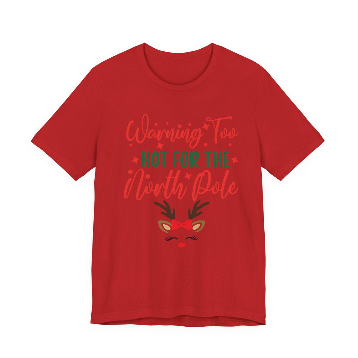 Too Hot for the North Pole Women's V-Neck Tee | Reindeer Christmas Shirt