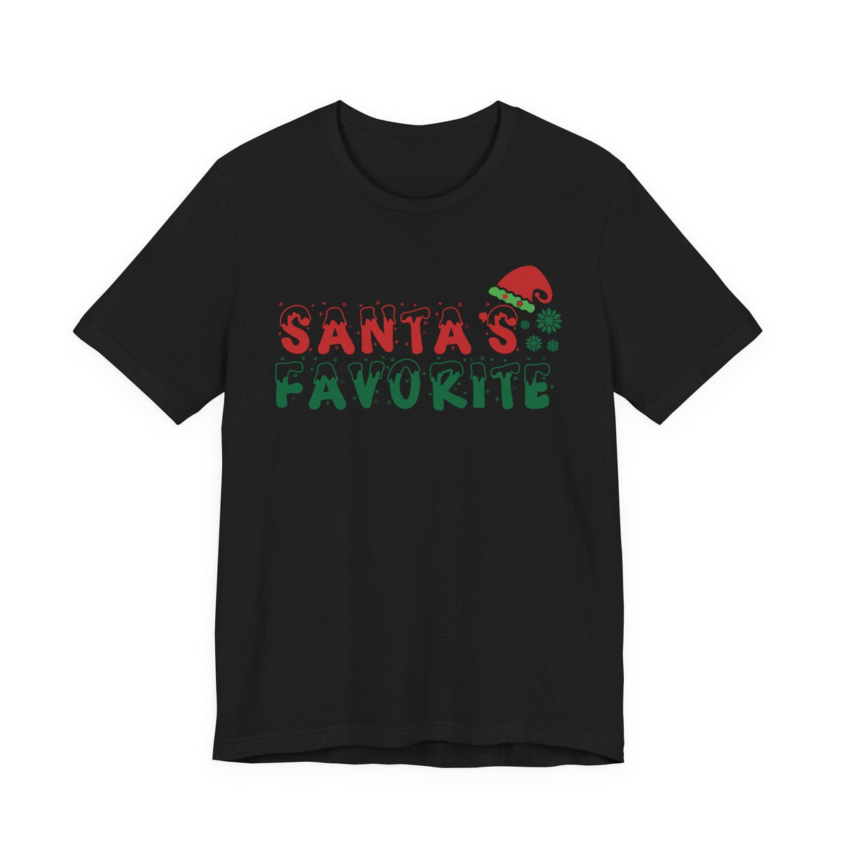 Santa's Favorite T-Shirt | Christmas Santa Hat Snowflake Holiday Tee