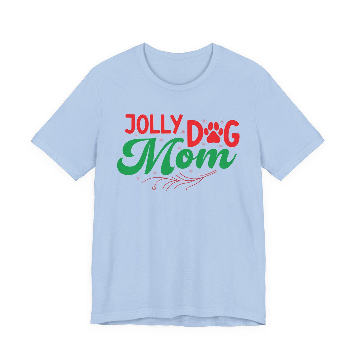 Jolly Dog Mom T-Shirt | Christmas Paw Print Holiday Mom Tee
