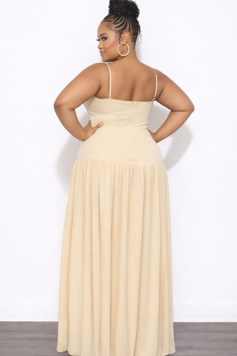 Final Sale Plus Size Woven Mesh Maxi Dress in Butter Yellow