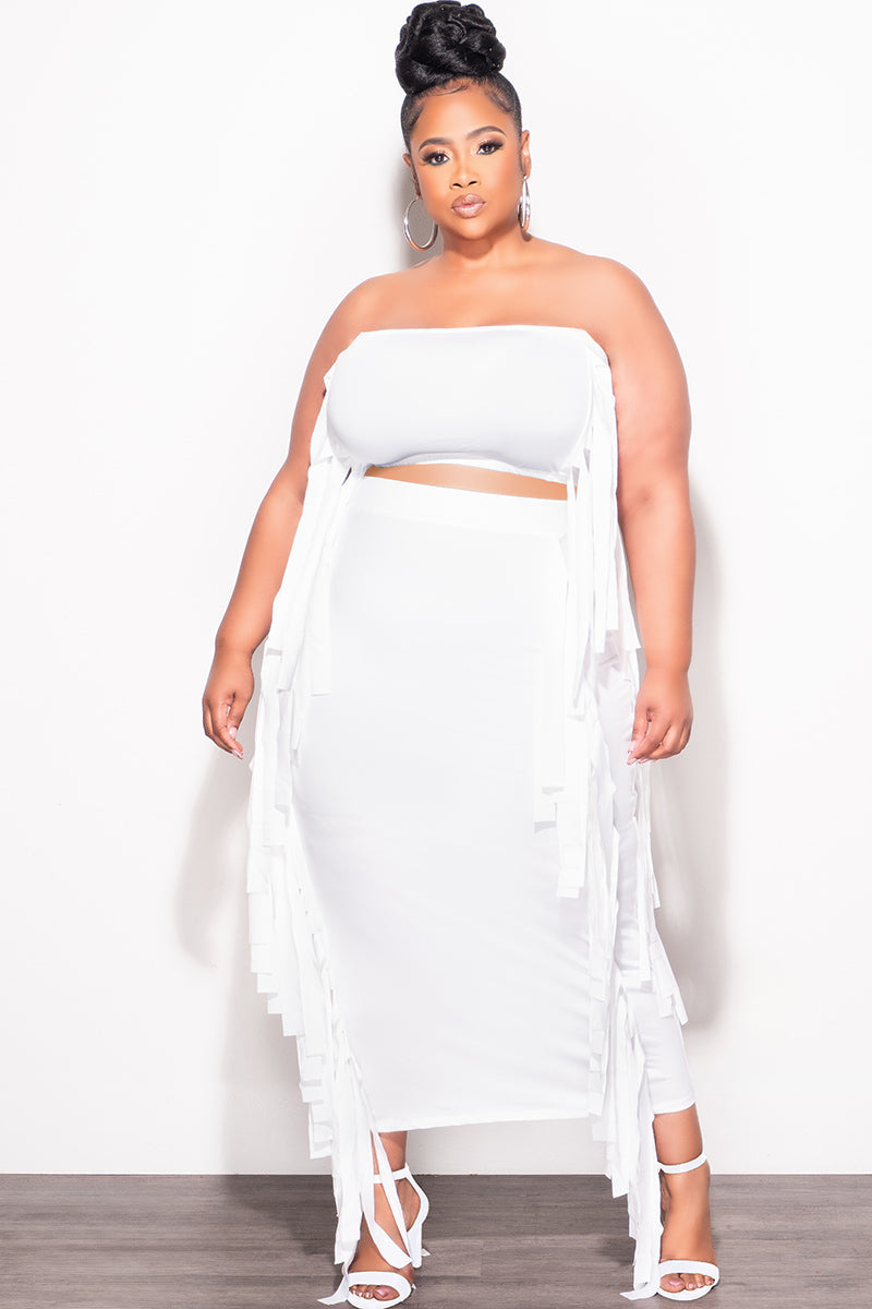 Final Sale Plus Size Strapless 2pc Set in White