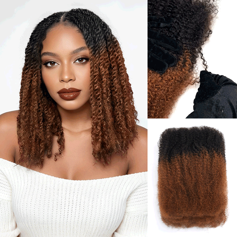 QVR Ombre Afro Kinky Bulk Braids Hair Extensions for Passion Twists & Locs