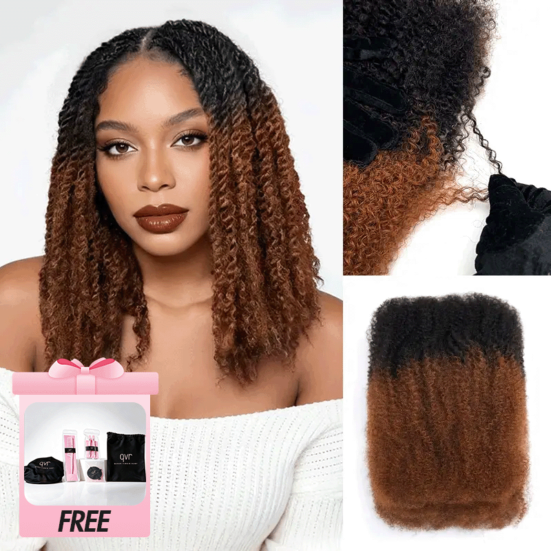 Buy One Get One | QVR Ombre Brown #T1B/30 Afro kinky Bulk Human Hair