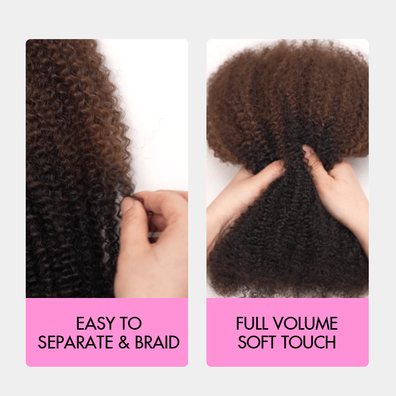 P3G5|Ombre Brown #T1B/4 Afro kinky Bulk Human Hair