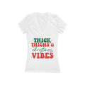 Thick Thighs & Christmas Vibes Tee | Women's V-Neck T-Shirt