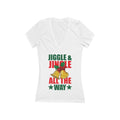 Jiggle & Jingle All The Way Tee | V-Neck Christmas Shirt, Holiday Party Top