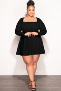 Final Sale Plus Size Babydoll Flare Mini Dress in Black