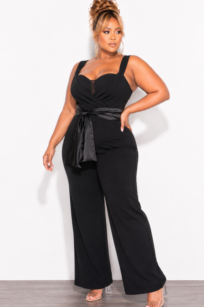 Final Sale Plus Size Lux Sweetheart Neckline with Tank Strap Jumpsuit in Black