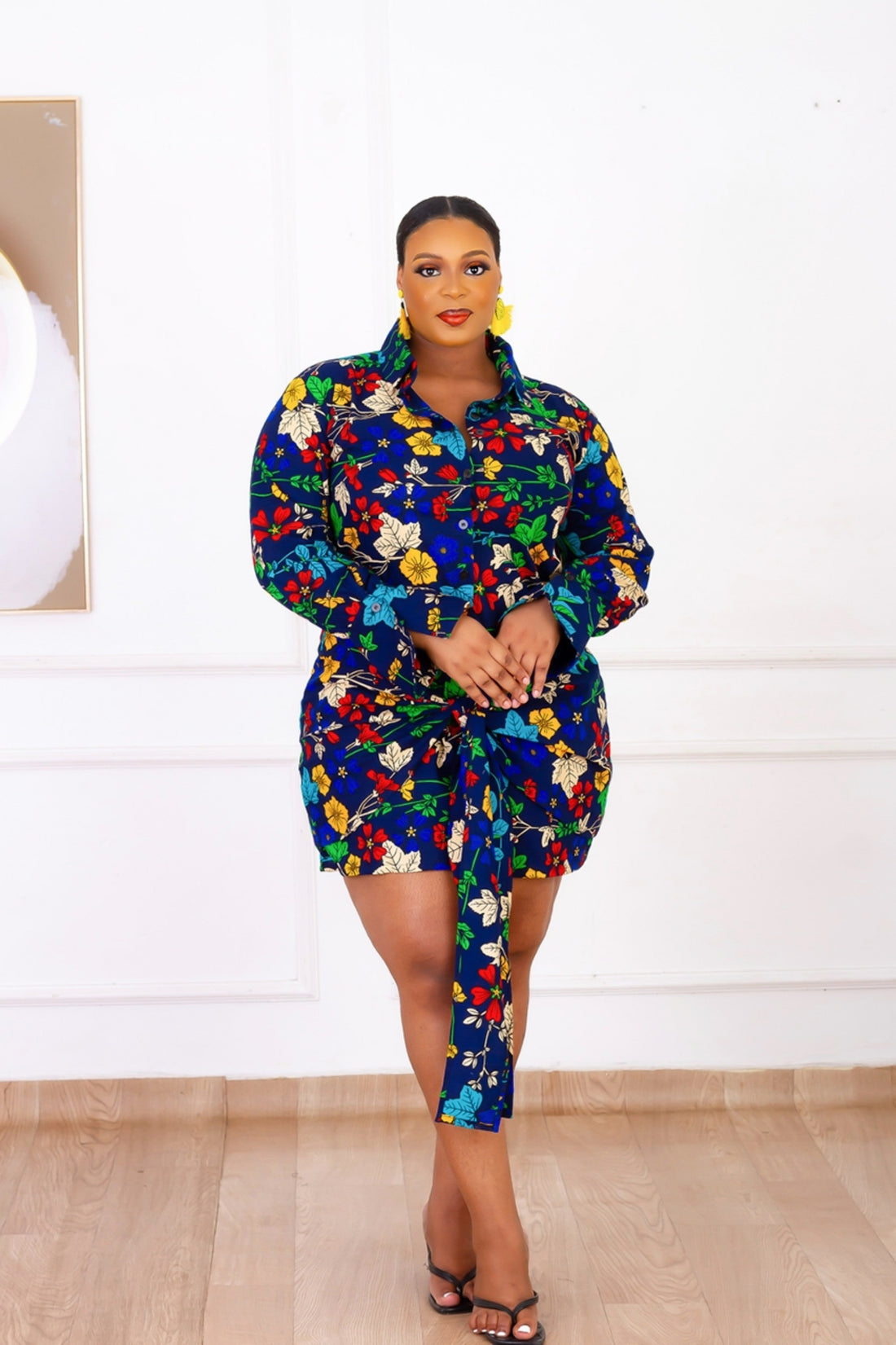 Kayinsola African Print Shirt Dress (Blue Multi)