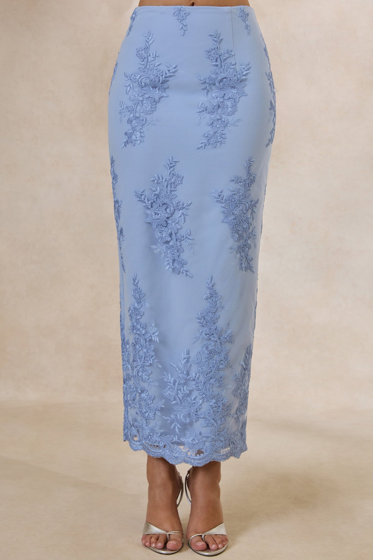 Revia | Jupe longue bleu clair en dentelle