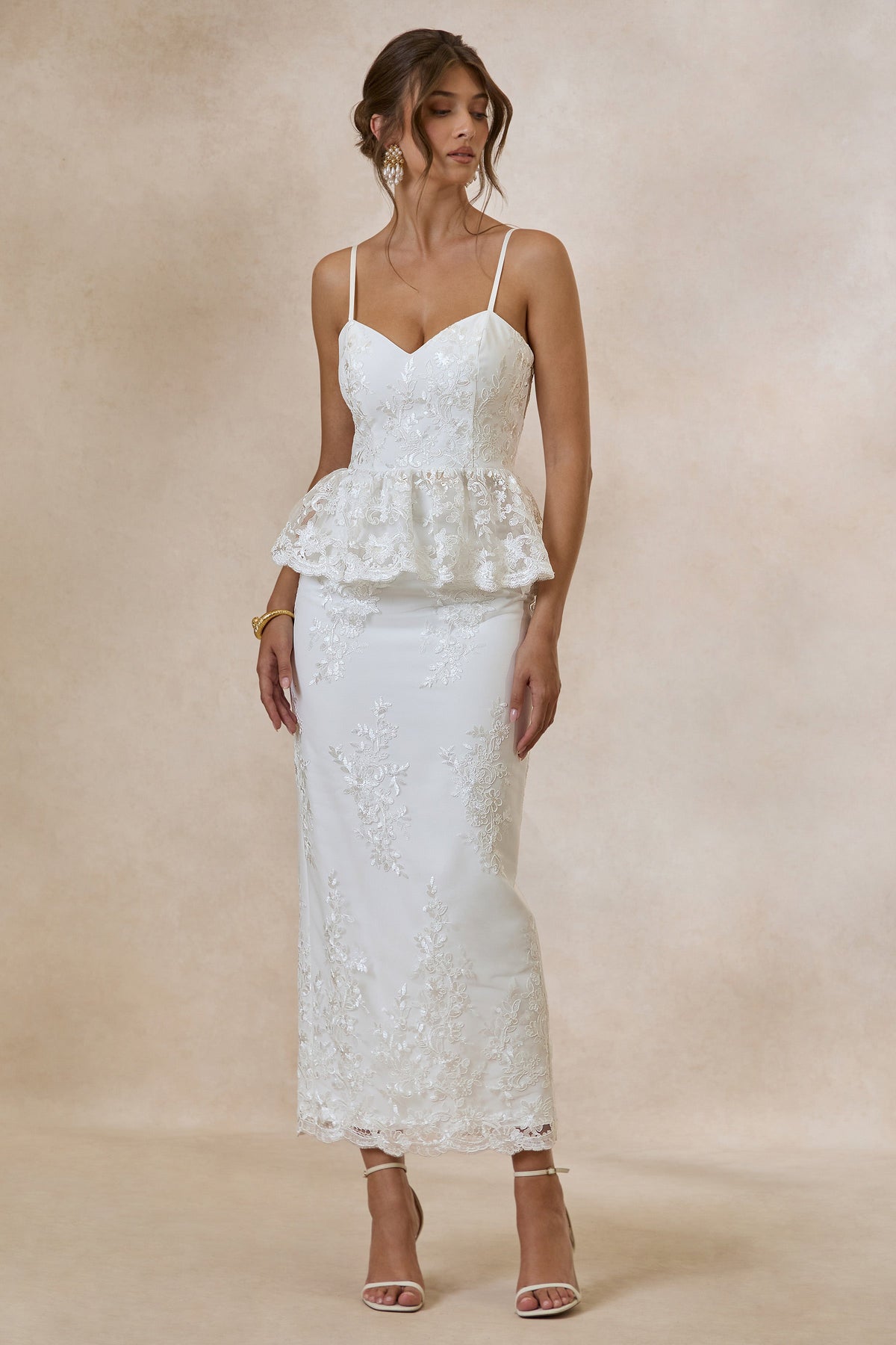 Revia | Jupe longue blanche en dentelle