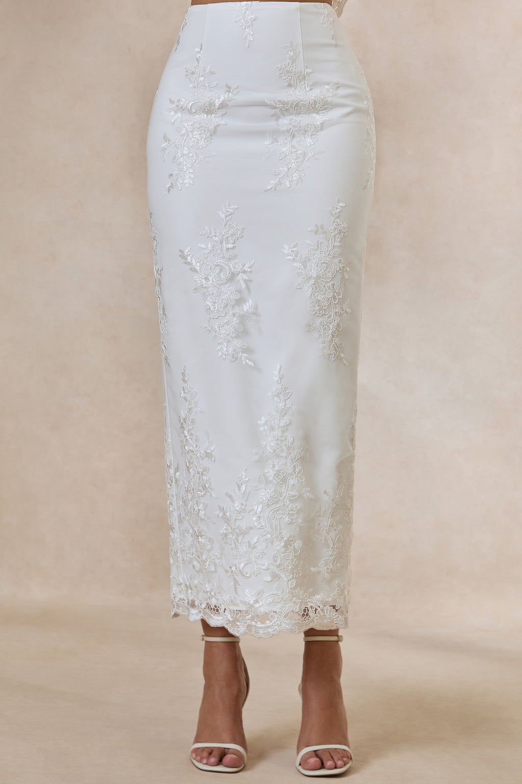 Revia | Jupe longue blanche en dentelle