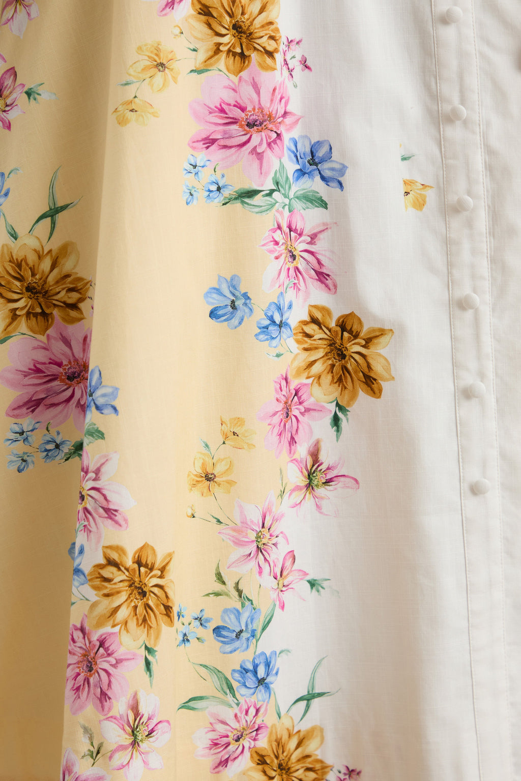 Moira | Robe mi-longue à imprimé floral jaune citron et manches cloche