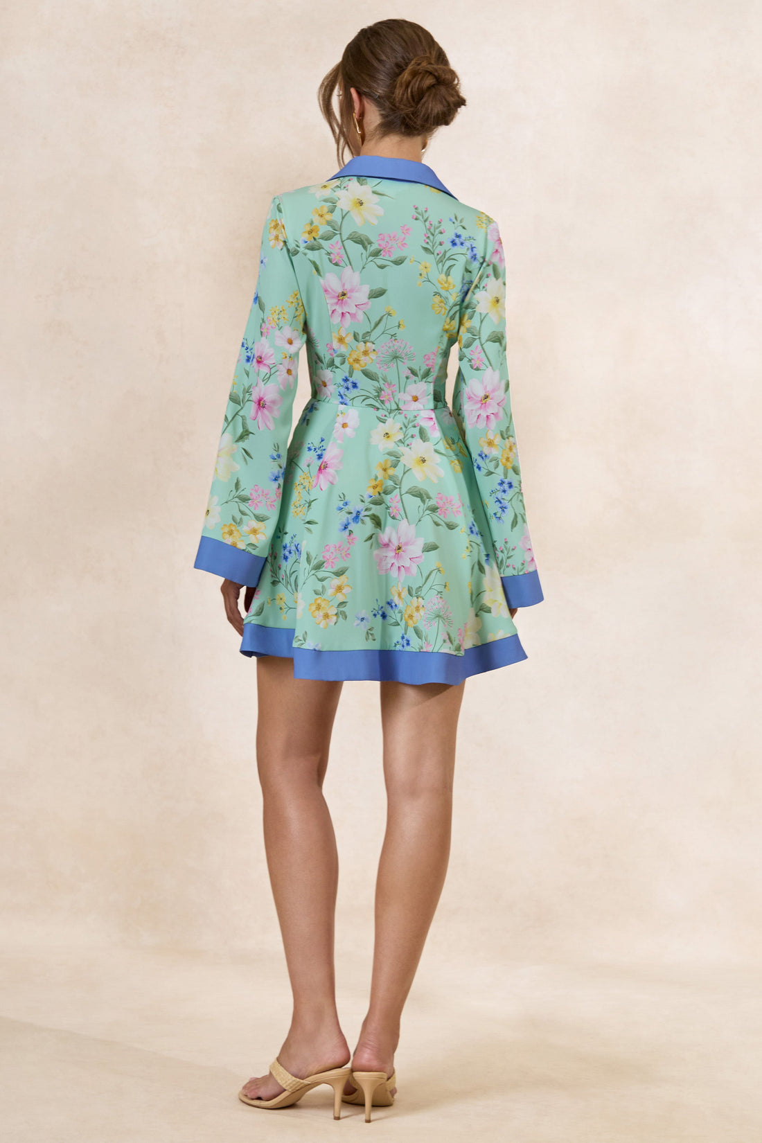Ionee | Mini-robe chemise à imprimé floral menthe