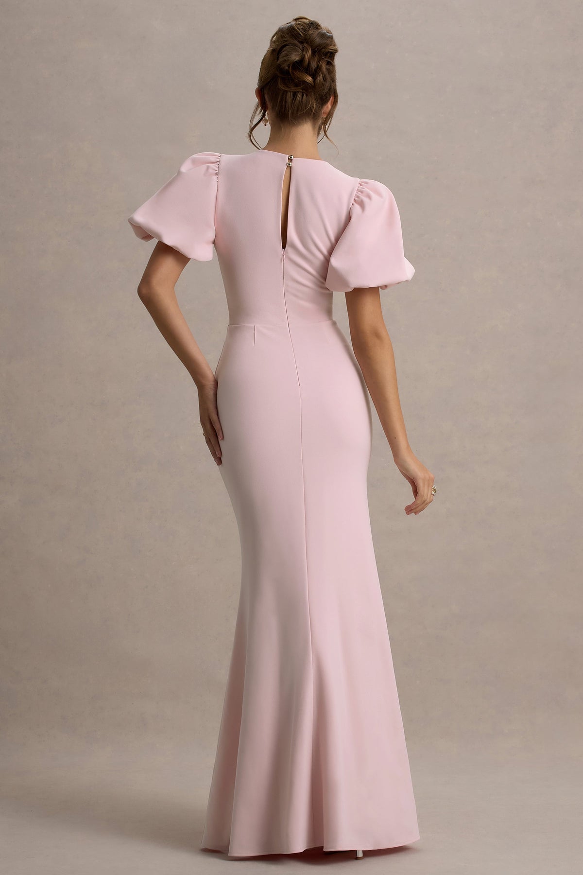 Love Letters | Robe longue rose à manches bouffantes